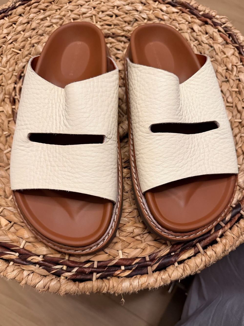 SOFIE D'HOORE FABIA LEATHER SLIDE SANDALS